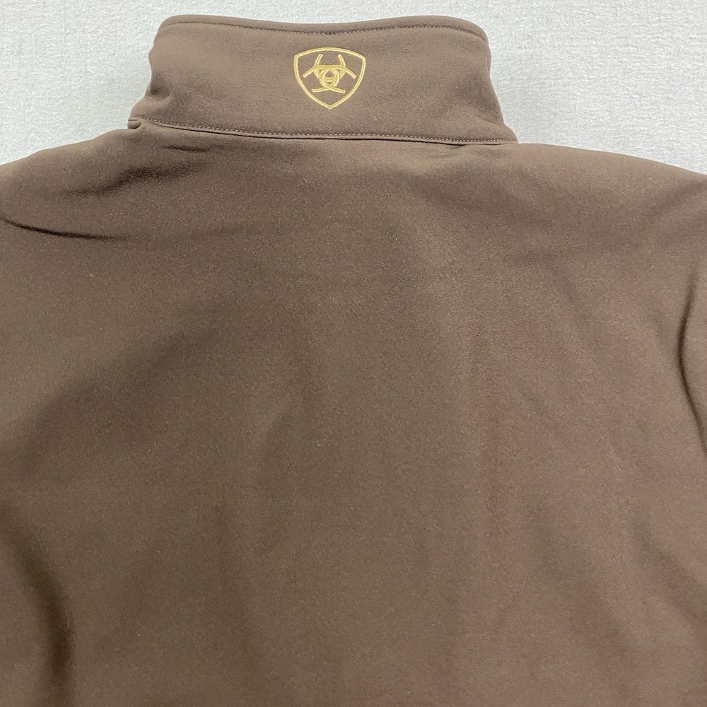 Ariat Logo Softshell Jacket Mens Medium Brown Full Zip Conceal Carry Wind Resist - Picture 14 of 15